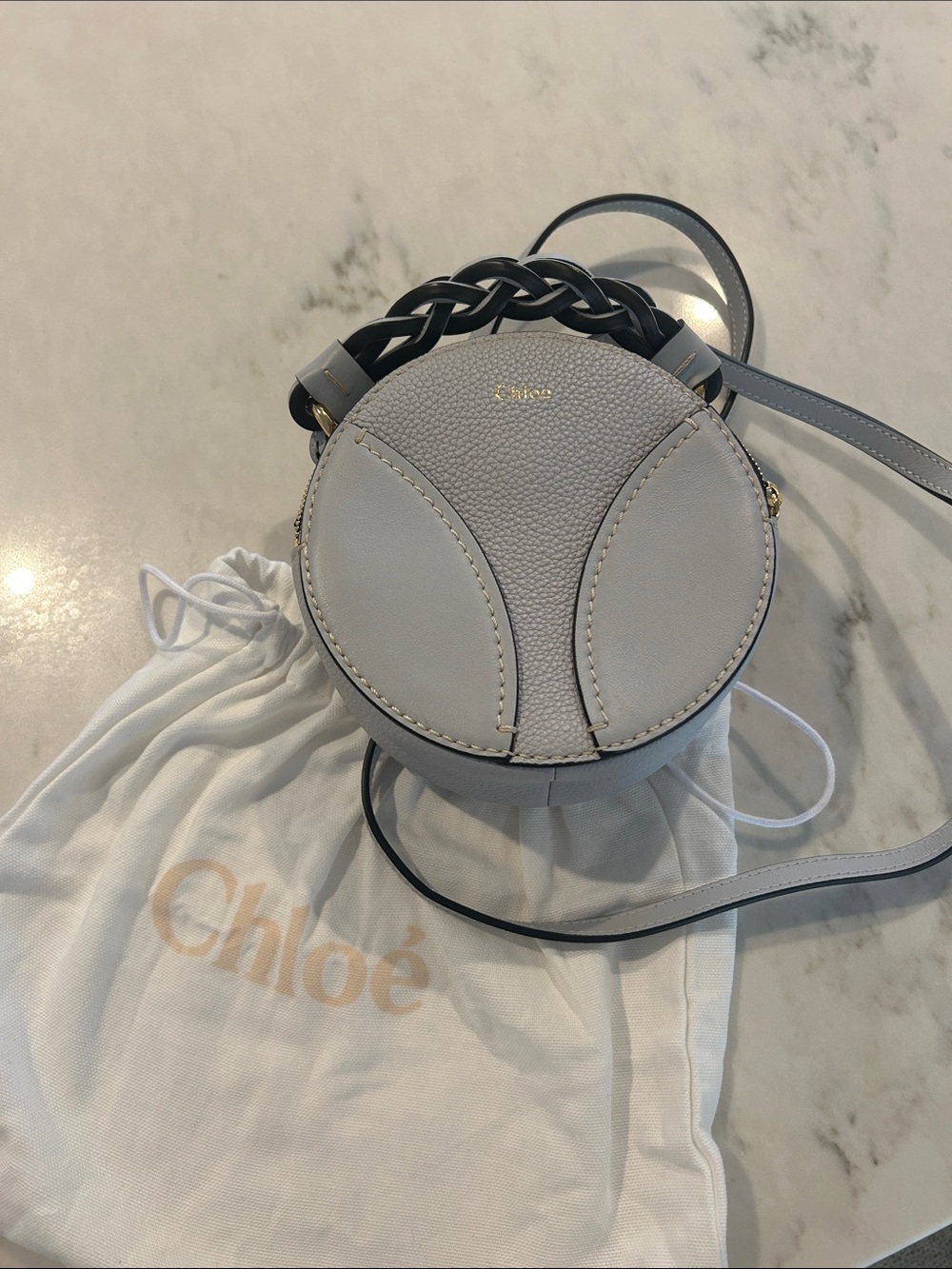 Chloè Mini Round Daria Bag in Light Gray